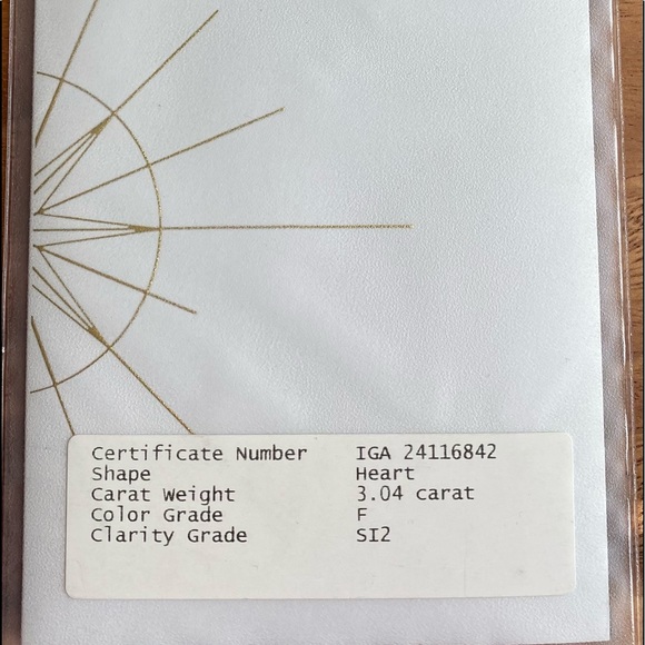 💖HP💖 5.12 TCW 3.04 Carat Center Heart Diamond White Gold 4 1/2 Engagement Ring - Picture 5 of 10